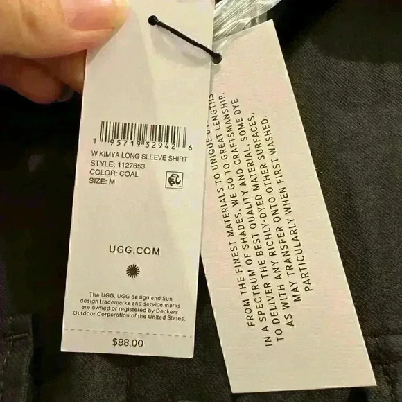 NWT UGG KIMYA LONG SLEEVE SHIRT in coal Sz M oversized - Picture 4 of 5